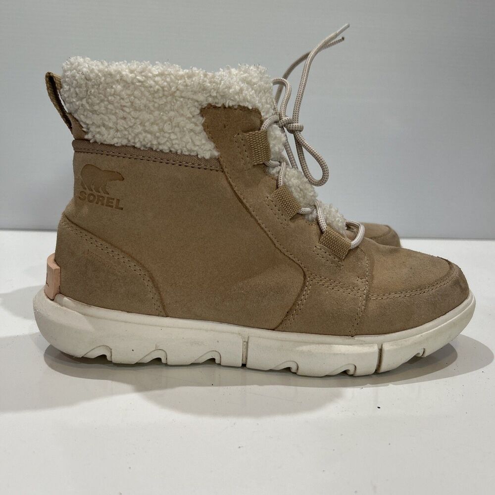 Sorel Explorer Next Shearling Boots Booties Women 8.5 NL4451 Tan Suede